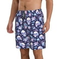 thumbnail image 2 of Fuzoiu Skull flower white blue Print Men's Beach Shorts,Men's Swim Trunks,Quick Dry Board Shorts with Pockets,Men's Bathing Suits for Surfing, Running, and Casual Wear-3X-Large, 2 of 6