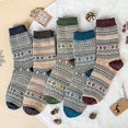 thumbnail image 2 of 5 pares de calcetines de lana para mujer Calcetines de punto grueso Vintage de invierno cálidos y acogedores Regalos, 2 of 5