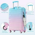 thumbnail image 3 of Euroco 3 Piece Luggage Sets, 20" Carry-on Suitcase with USB Port and Cup Holder,Hardside Lightweight Suitcase Set with TSA Lock and Spinner Wheels(20"/24"/28"),Blue & Pink, 3 of 7