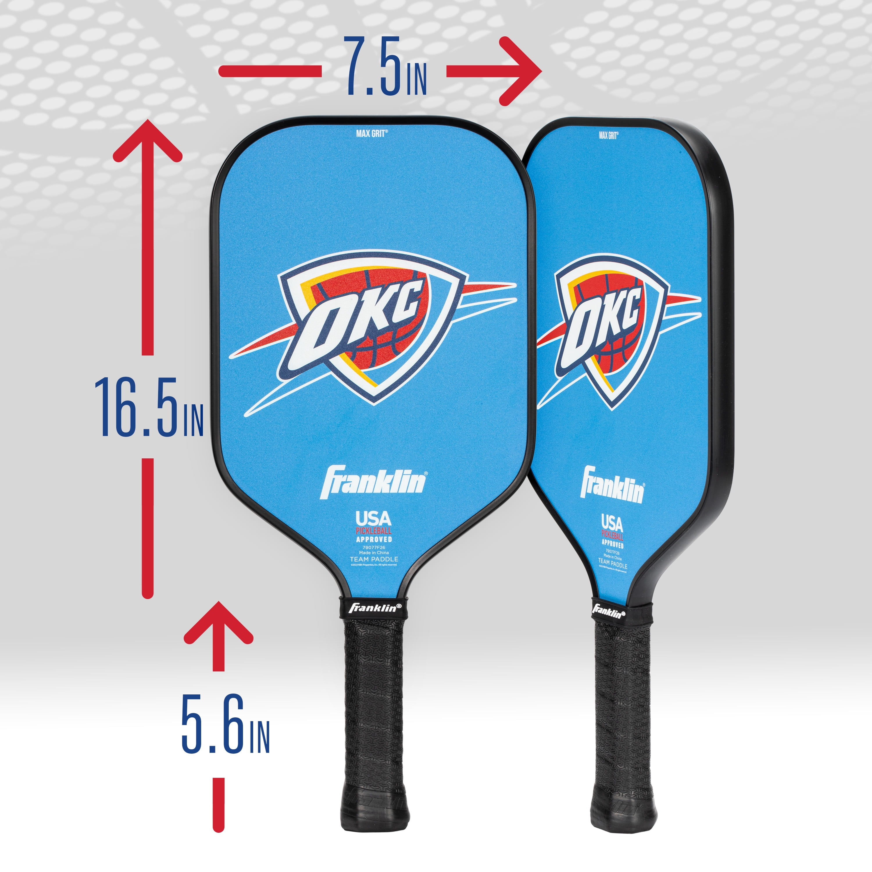 Franklin Sports NBA Oklahoma City Thunder Pickleball Paddle - Official NBA Team Pickleball Paddles - USAP (USAPA) Approved Premium Quality Pickleball Paddles - Authentic Team Logos + Colors