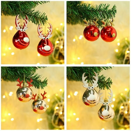 

2Pcs Christmas Pendant Elk Design 3D Eyes Hanging Strap Fade Resistant Fine Workmanship Festive Decoration Reusable Merr