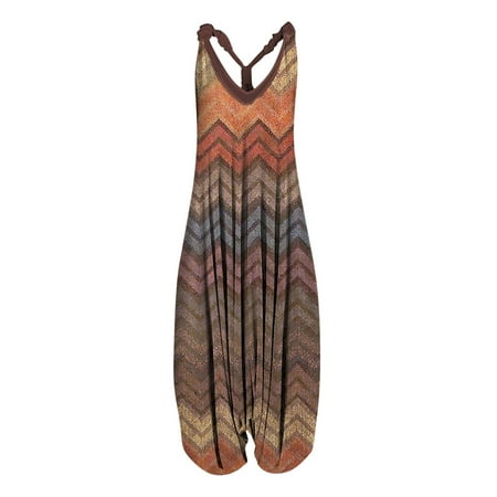 

Women Casual Boho Print Romper Long Playsuit Strapless Sleeveless Jumpsuit Hot6s4488183