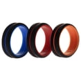 thumbnail image 1 of Juego de anillos de boda de silicona de 2 capas de línea media - Negro por ROQ para hombres - Anillo de 3 x 11 mm, 1 of 1