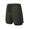 thumbnail image 3 of Men's 2 in 1 Running Shorts Quick Dry Gym Athletic Workout Shorts for Men with Phone Pockets Green M, 3 of 8