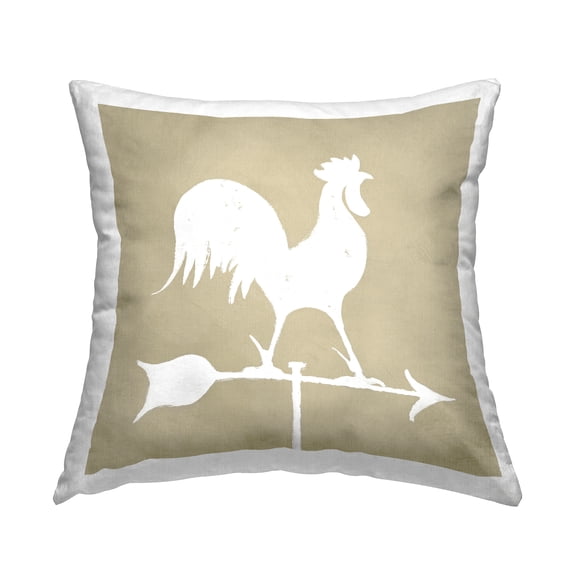 Stupell Industries Country Hen Rooster Weathervane Compass Silhouette Design by Jacob Green Throw Pillow