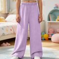 thumbnail image 2 of SGFCWSX Girls Wide Leg Pants Loose Casual Relaxed Fit Elastic Waist Fall Lounge Trousers Purple Size 7, 2 of 6