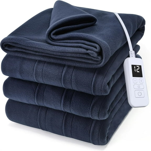 Ultra Fleece Heated Electric Blanket Full Size, 84" x 72", 12 Heat Settings, 12-Hour Selectable Auto Shut-Off, Fast Heating, Machine Washable