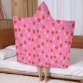 thumbnail image 5 of Strawberry Plants Fruit Flower Pink Pattern Hooded Bath Towel，50"x30" for Ages 3 To 12 Kids, Quick Dry Lightweight Soft Microfiber Hood Beach Towel Cover Up for Kids, 5 of 7