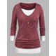thumbnail image 2 of Camiseta Acanalada Tamaño Plus Rosegal Mangas largas de talla grande, 2 of 5