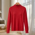 thumbnail image 5 of Women's Mock Neck Long Sleeve Knit Sweater Ghalytn Casual Fine-Knit Pullover Top with Ribbed Trim, 5 of 5