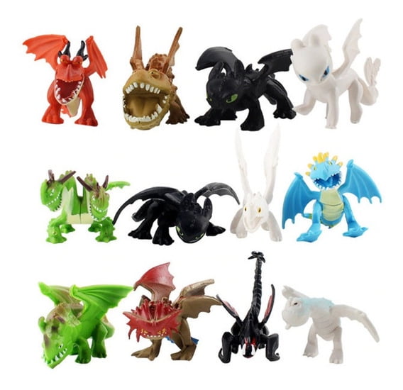 How To Train Your Dragon Light Night Fury Toothless Action Figure Doll Toy 12PCS 