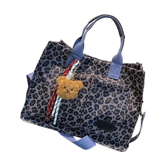 FENOHREFE Women Bag Large Capacity Shoulder Bag Leopards Print Handbag Canvas Crossbody Bag Top Handle Bag for Daily Travel