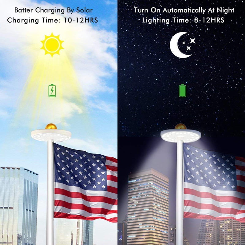 Harwls 48 LED Flagpole Solar Light for Flag Pole Topper Waterproof Auto On/Off Night Light 
