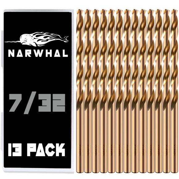 7/32"" Inch Cobalt Drill Bits - 13 Pack of M35 Cobalt Drill Bits with Storage Case - Perfect Drill Bits for Metal Hardened & Stainless Steel Cast Iron and More!