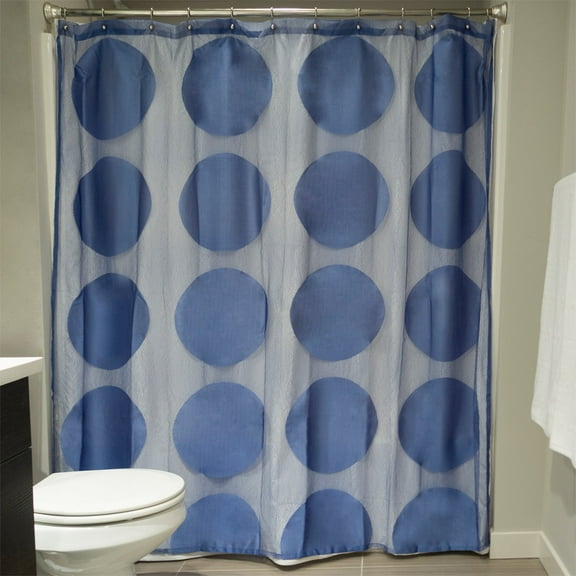 DII 72" Modern Style Fabric Lace Circle Shower Curtain in Blueberry