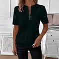 thumbnail image 6 of Hrsba Crewneck Sweatshirts for Women Quarter Zip Crew Neck Short Sleeve Soft Oversized Daily Casual Pullover Sweatshirt, 6 of 8