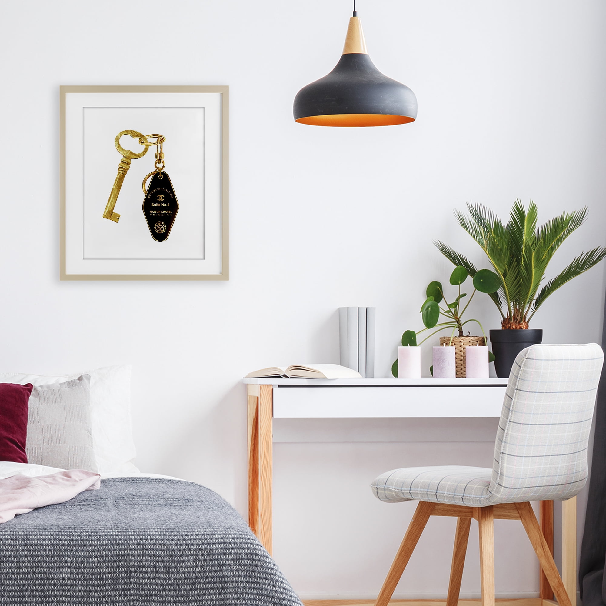 Luxury Fashion Key Birch Framed Print Under Glass, design by Ziwei Li