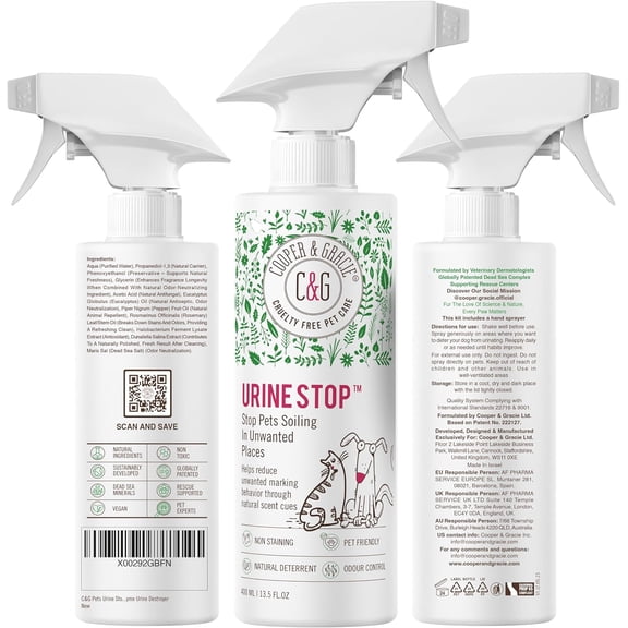 Urine Stop Spray for Dogs Only 400ml – Plant Based Indoor Dogs Urine Deterrent – Odour Neutraliser and Enzymatic Cleaner for Carpet and Floors – Safe Non-Toxic Formula – Long Lasting Protection