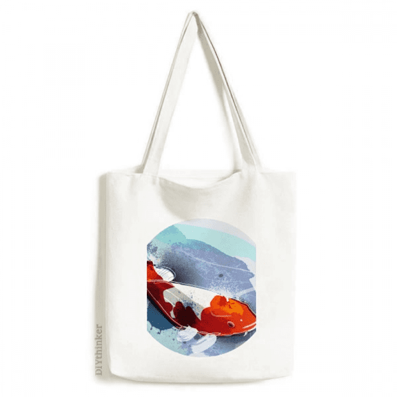 Japan Koi Fish Watercolor Style Tote Canvas Bag Shopping Satchel Casual Handbag