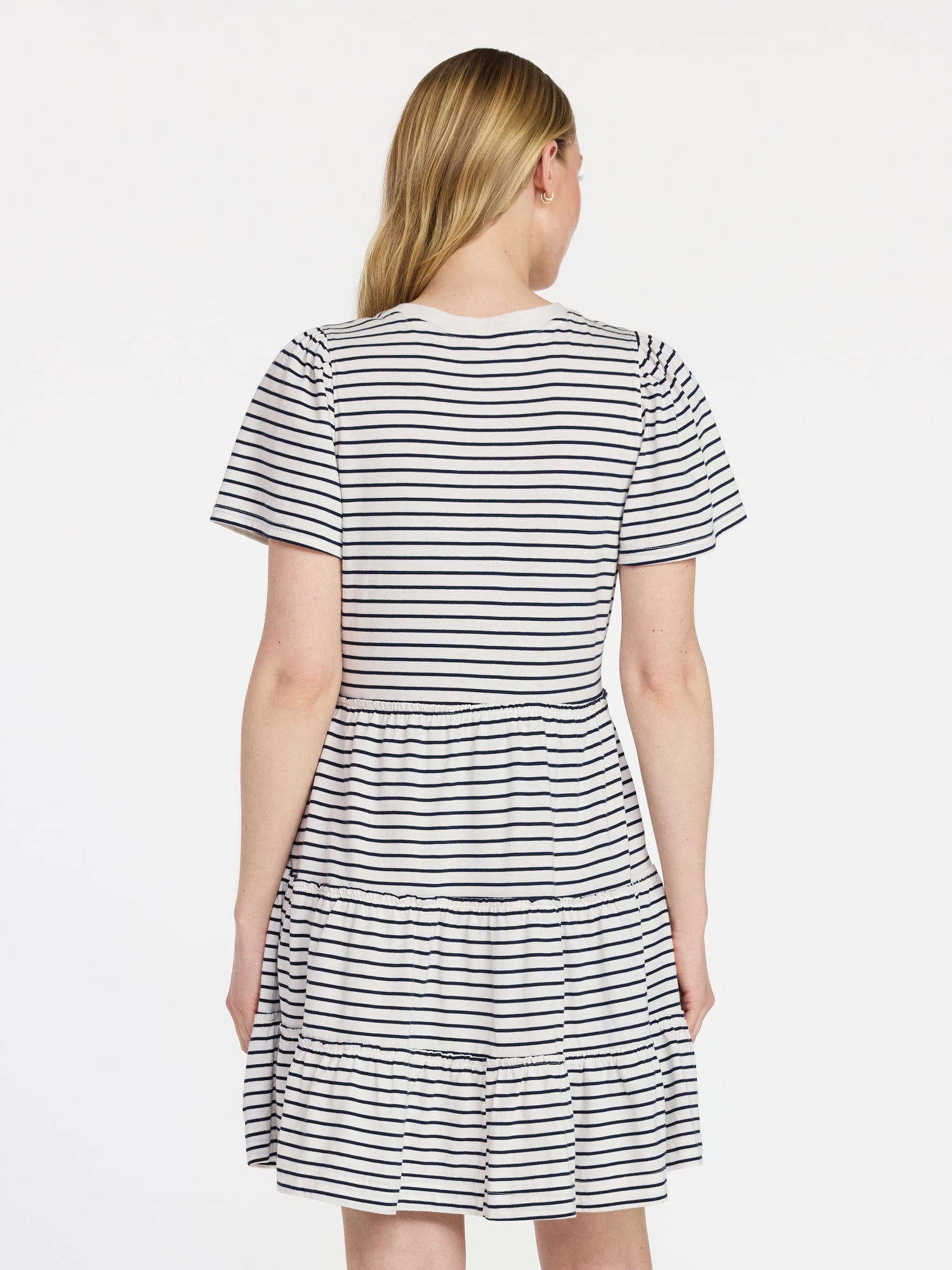 Time and Tru Women's and Women’s Plus Cotton Swing Dress with Short Sleeves, Sizes XS-4X