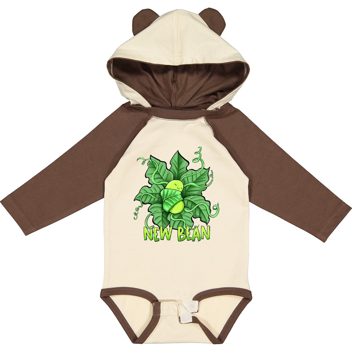 Inktastic New Bean Cute Sleeping Bean in Leaves and Vines Boys or Girls Long Sleeve Baby Bodysuit