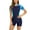 Blue, variant on SWSMCLT Women's One Piece Zip Up Rash Guard Swimsuit Full Front Shorts Padded Rashguard Modest Swimwear Zipper Short Sleeve Surfing Lap Swimming Scuba Bathing Suit Beach Blue 6