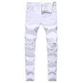 thumbnail image 1 of Kb Hombres Agujero Roto Bordado Lápiz Jeans Slim Hombres Pantalones Casual Thin Denim Pantalones Clásicos Vaqueros Hombre Joven Jogging Pantswhite30, 1 of 2