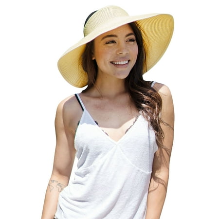 Simplicity Womens Sun Hat Foldable Straw Sun Visor
