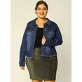 thumbnail image 2 of ChaqueDe MezclilDeshilachaCon Frente Lavado Clásico PaMujer De TalGrande Azul oscuro 1X, 2 of 6
