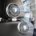 thumbnail image 4 of Ventilador de Coche Ajustable de 360° con Luz LED, USB, Doble Cabezal, 3 Velocidades, para Reposacabezas y Asiento Trasero., 4 of 5