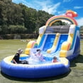 thumbnail image 4 of Relunch 24FT PVC Inflatable Double Water Slide with Pool & Climbing Wall, Backyard Water Park w/ Blower for Kids Party 24x11x12ft, 4 of 12