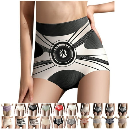 High Waisted Shapewear for Womenï¼ Seamless Shaping High Waisted Panties Stripe Tummy Control Panty Shapewear for Women