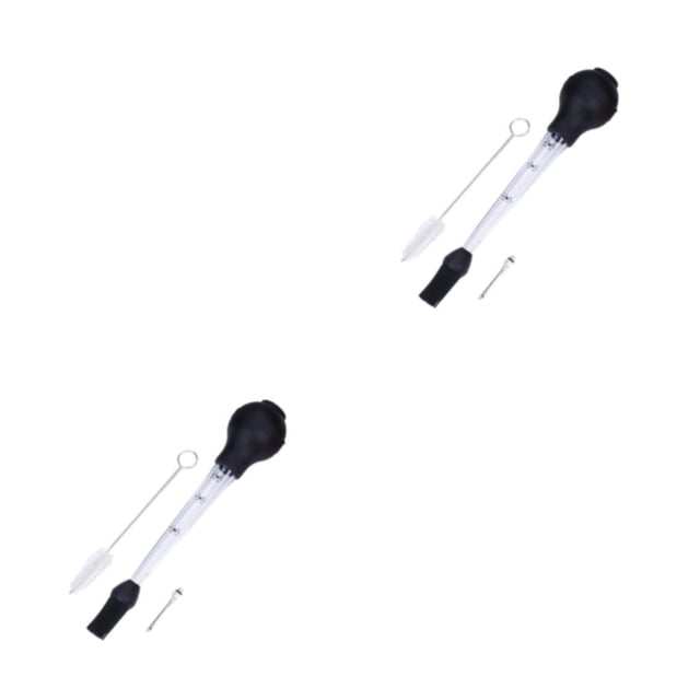 Bearachild Bomba de condimentos Jeringa de sabor Cuentagotas de aceite Operación simple Tubo de aves de corral de carne de pavo de larga Negro 2piezas