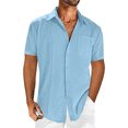 thumbnail image 1 of Camisas de Corta con Botones para Hombre, Camisas Casuales de Moda para Playa y Verano. Azul M, 1 of 3