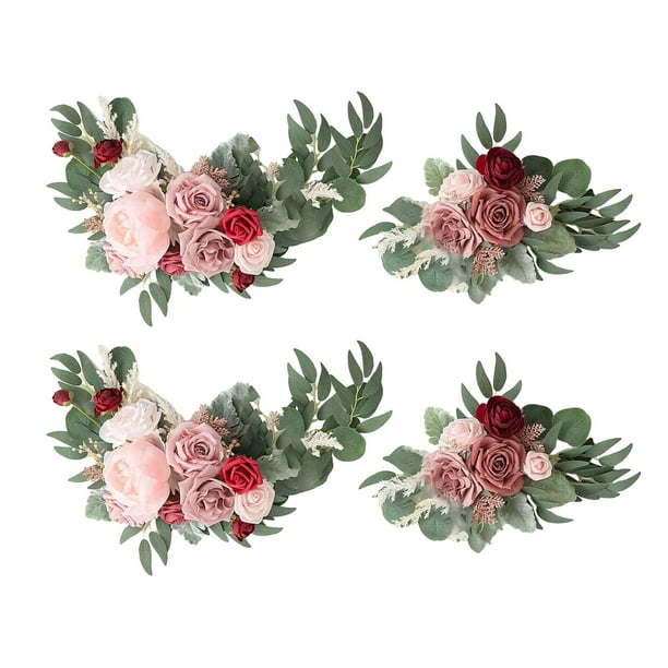 Guirnalda de flores artificiales para centro de mesa, decoración de pared, coche de boda o mesa 2 Vino Rosado Tinto