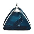 thumbnail image 3 of Lsque Lonely Night Wolf Printed Long Tissue Box Cover Holder, Facial Paper Organizer Dispenser,Triangle with Bottom Belt, PVC Leather Decorative Organizer, 3 of 9