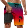 thumbnail image 3 of YAYUBA Mens Swim Trunks 7 Inch 2 In 1 Liner Compression Quick Dry Breathable Solid Hawaiian Shorts Comfy Stretch Lined Beach Swimwear, 3 of 4