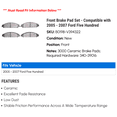 thumbnail image 2 of Front Brake Pad Set - Compatible with 2005 - 2007 Ford Five Hundred 2006, 2 of 2