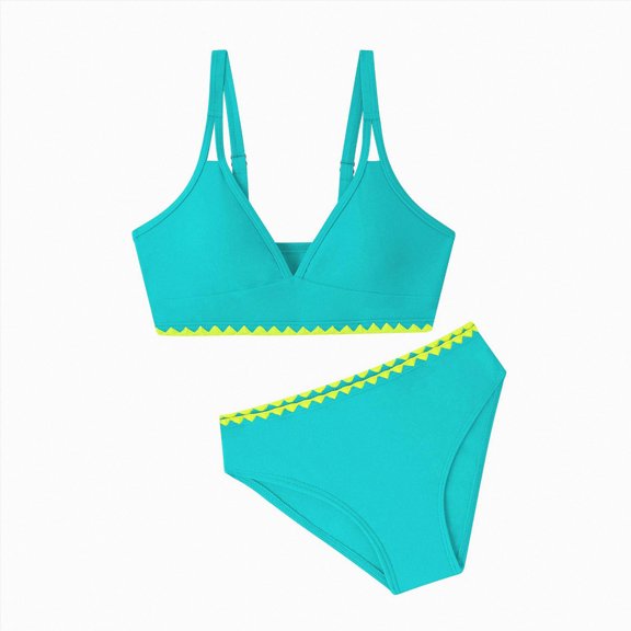 Ymyiu Bathing Suit for Girls Girls Tankini Swimsuit 2-Piece Ruffle Bathing Suits Kids Beach Swimwear Sets Size 9-10 Years (Mint Green,9-10 Years)