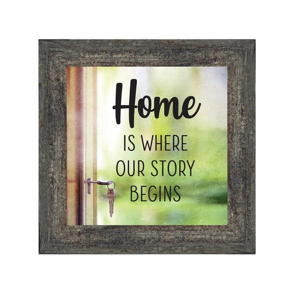 Home is Where Your Story Begins, House Warming Gift for New Home Owners, Decorative Family Picture Frame, 10x10, 8733