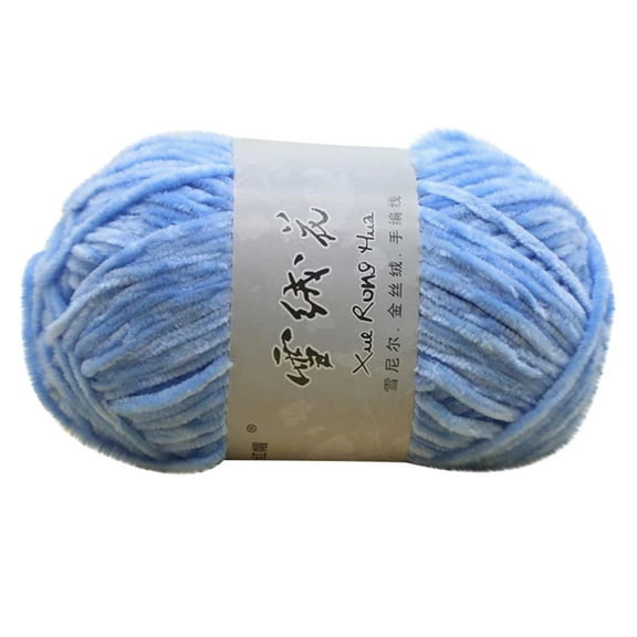 Last Chance 1X Ball Of Yarn,Edelweiss Gold Velvet Chenille Medium Thick Wool Yarn 07 Light Blue,Gold Velvet Chenille Medium Thick Wool Thread Diy Crochet Sweater Scarf Line