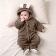 thumbnail image 3 of Agkizg Baby Girls Hooded Fleece Footed Romper, Full Length Plushes Jumpsuit, Thick Warm Infant Winter Outfit, 3 of 6