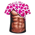 thumbnail image 4 of Penkiiy Valentine's Day Heart Print Muscle Tee Shirts for Men Funny T-Shirt with Abdominal Muscle 3D Printed Graphics 2XL Khaki, 4 of 5