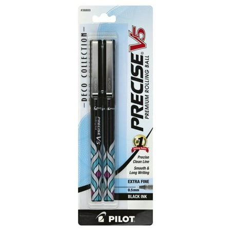 Collection Basket Book Pen Pilot Deco Collection Precise V5 Premium Rolling Ball Extra Fine (0.5 mm) Black Ink Pen, 2 pens ()