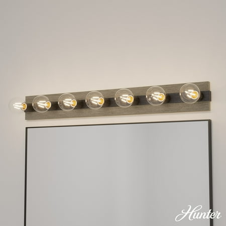 

Hunter Donelson Brushed Iron and Barnwood 7 Light Vanity Wall Light Fixture