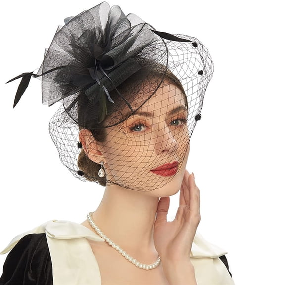 Fascinators Hats 20s 50s Hat Cocktail Tea Party Headwear with Veil for Girls and Women