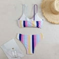 thumbnail image 3 of Generic Thong Bikini Sets for Women High Waisted Cut Out Striped Swimsuits 2 Piece Spaghetti Strap Cheeky Bathing Suit, 3 of 6