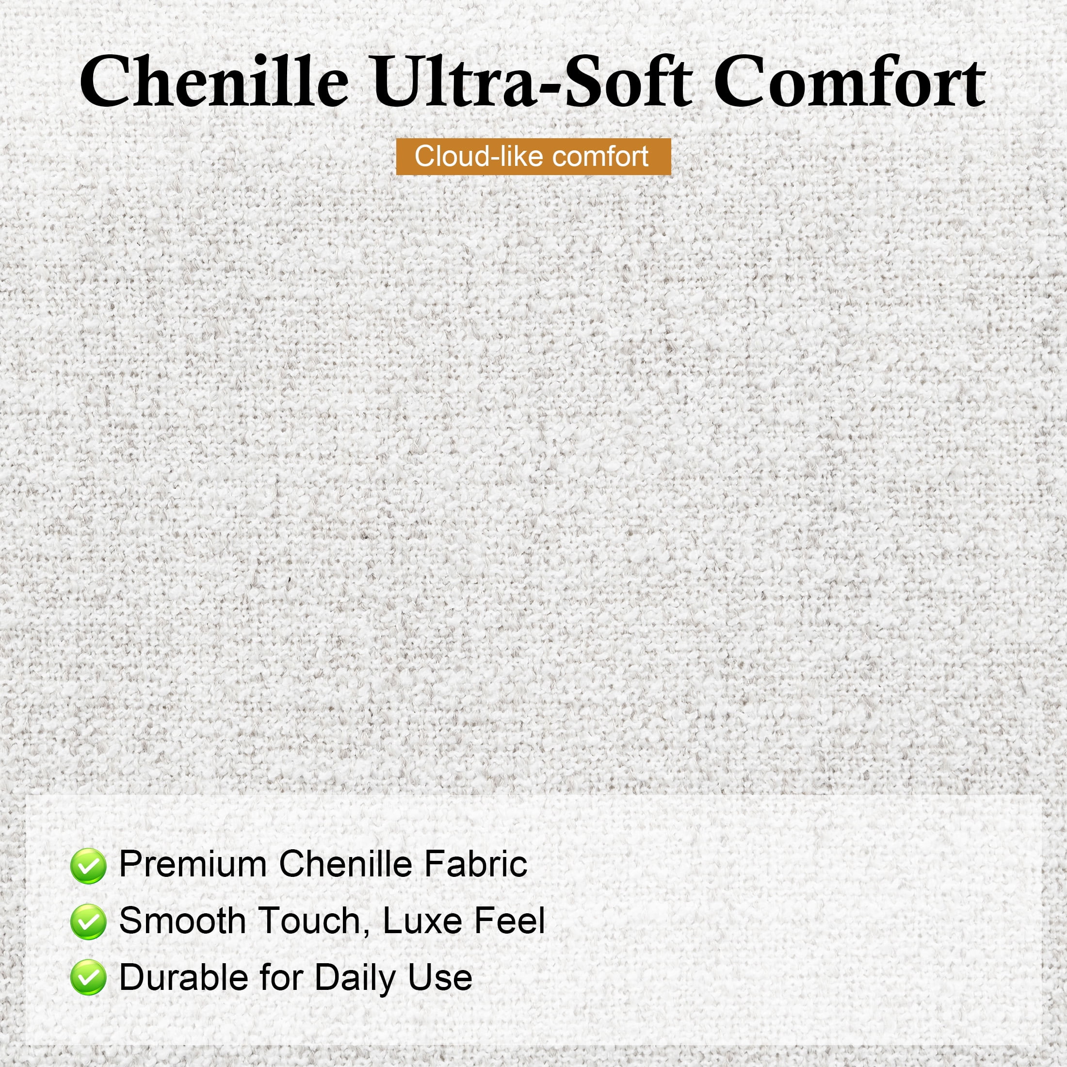 Aukfa 84" Contemporary Sofa, 3 Seater Couch for Living Room, Chenille, White