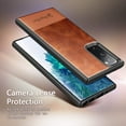 thumbnail image 3 of For Samsung Galaxy S20 FE 5G with Tempered Glass Screen Protector (Full Coverage), Nagebee Premium Cowhide Leather Hybrid Defender Protective Shockproof Rugged Durable Case -Brown, 3 of 7
