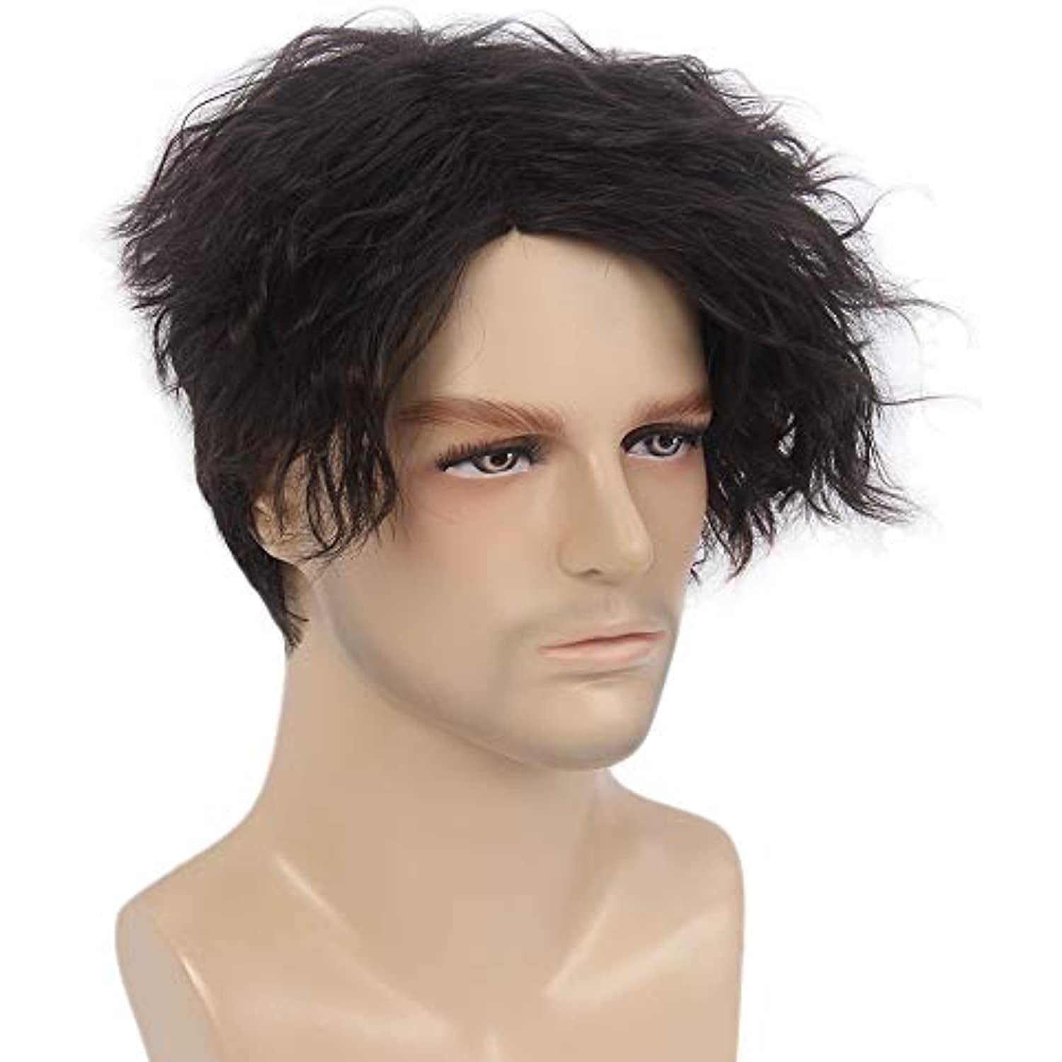 #10 H&Bwig Men Wigs Short Brown Wig Male Guy Layered Middle Part Hair Daily Costume Cosplay Anime Party 